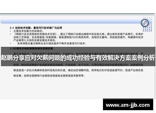赵鹏分享应对欠薪问题的成功经验与有效解决方案案例分析