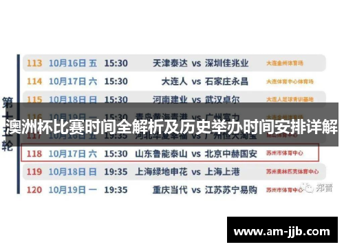 澳洲杯比赛时间全解析及历史举办时间安排详解 澳洲杯比赛时间全解析及历史举办时间安排详解